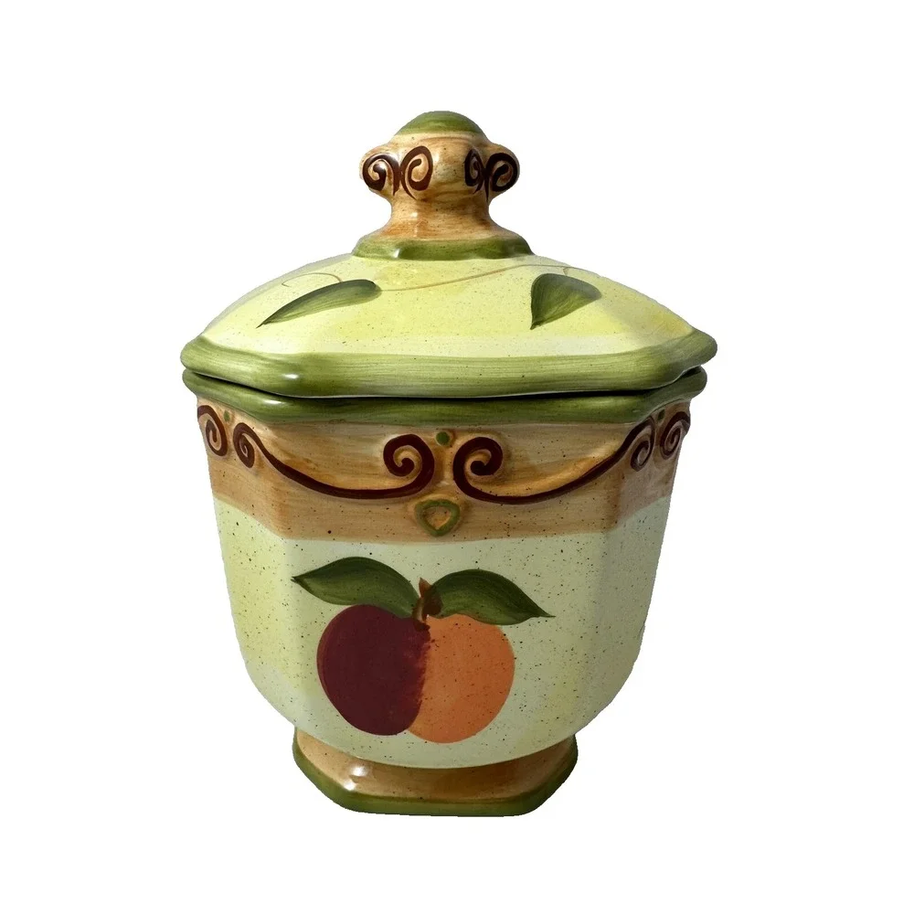 Medici Tabletops Unlimited  Canister/Cookie Jar XL Yellow Green Fruit Lid